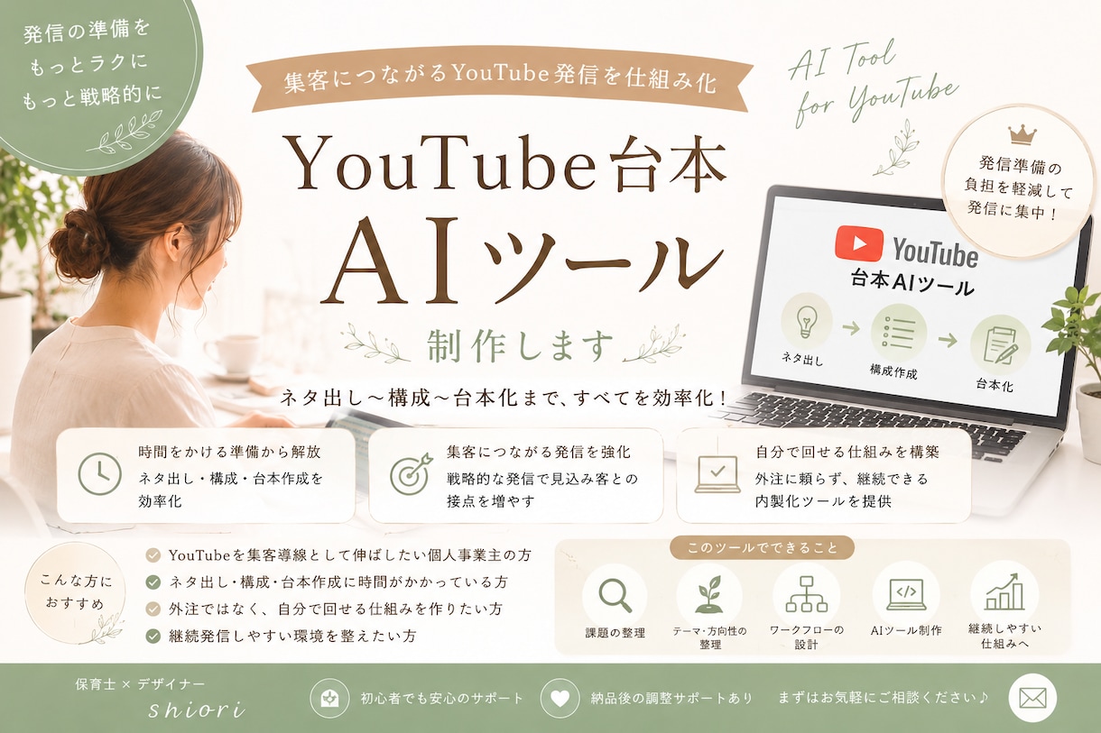 YouTube台本AIツール作ります 台本作りから解放、発信に集中できる！ イメージ1