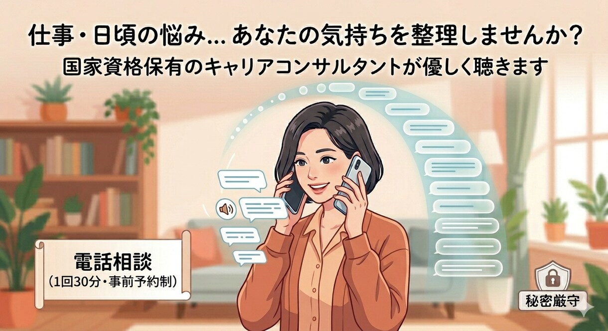 仕事や日頃の悩み、カウンセラーが受け止めます 愚痴・ひとり言でも大歓迎です！ イメージ1