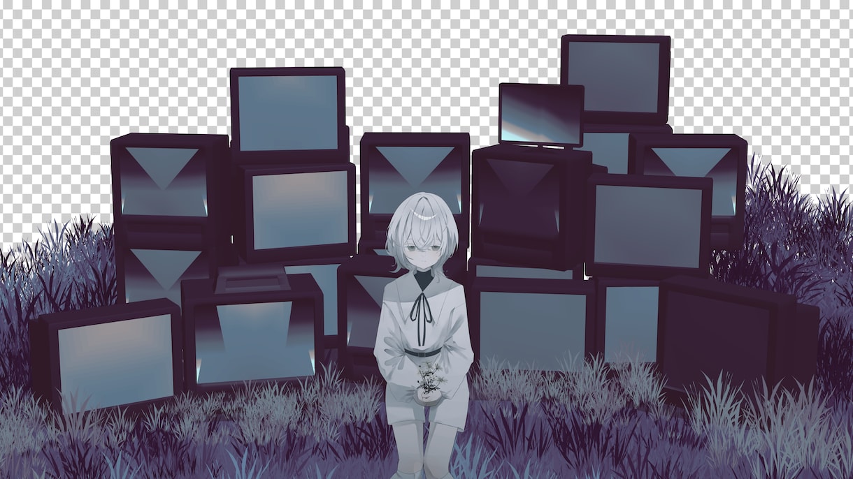 商用◎動画歌詞入れ◎MV一枚絵イラスト描きます 表情差分、背景透過素材、パーツ分けも対応可能 イメージ3