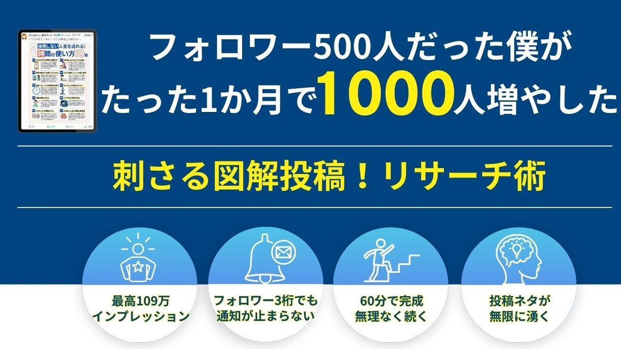 Xフォロワーが１か月１０００名増えた図解を教えます 残業５０時間超えの会社員でもできた刺さるリサーチ術 イメージ2