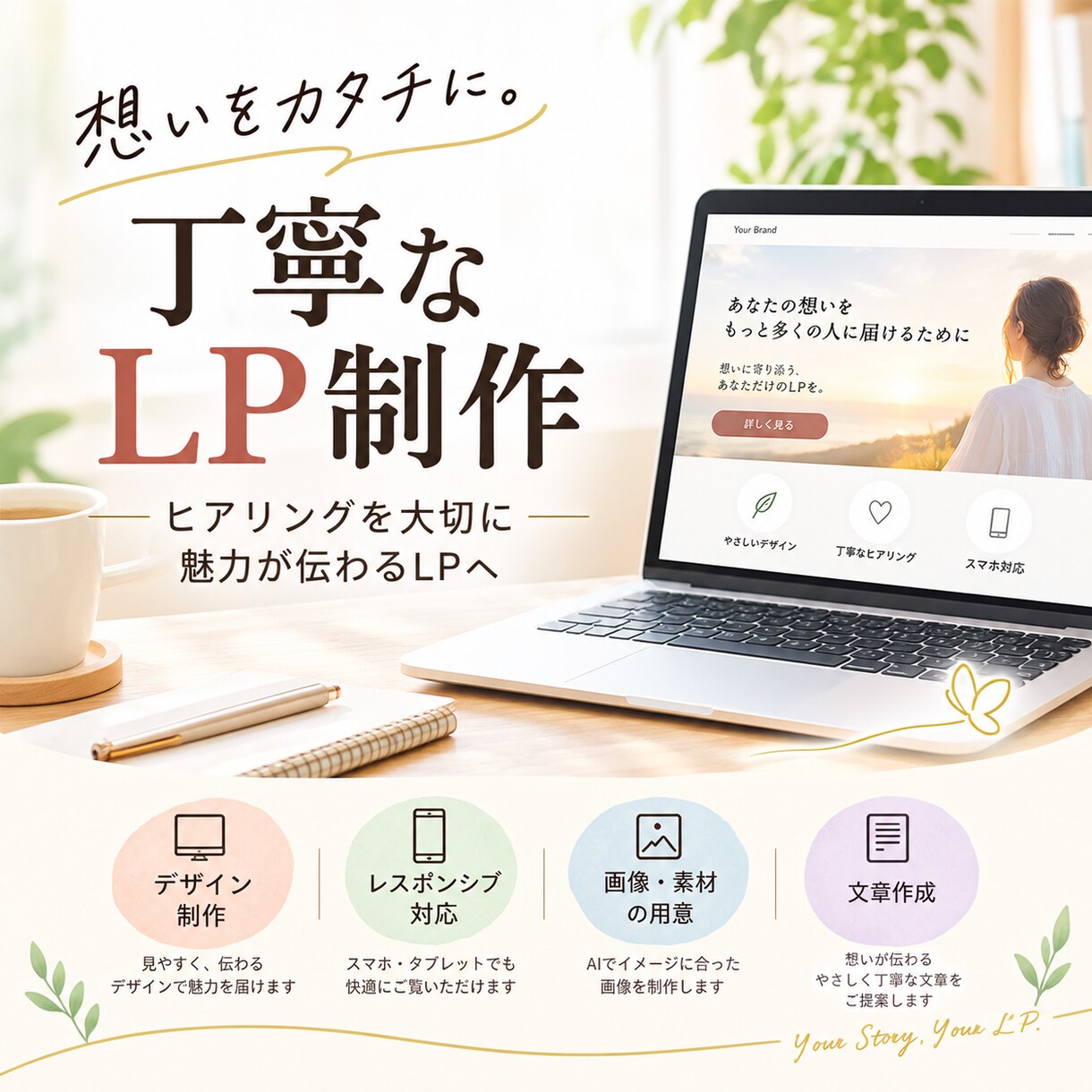 想いをカタチに。丁寧なLP制作します 伝えたいことを整理して、魅力が伝わるLPに イメージ1