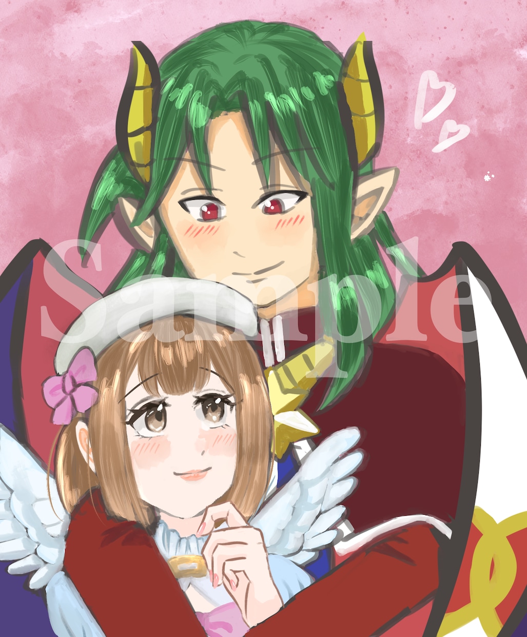 夢絵・コテ同にcp絵も♡ペアイラスト描きます 推しとの距離感まで描く♡表情がかわいい厚塗り夢絵 イメージ3