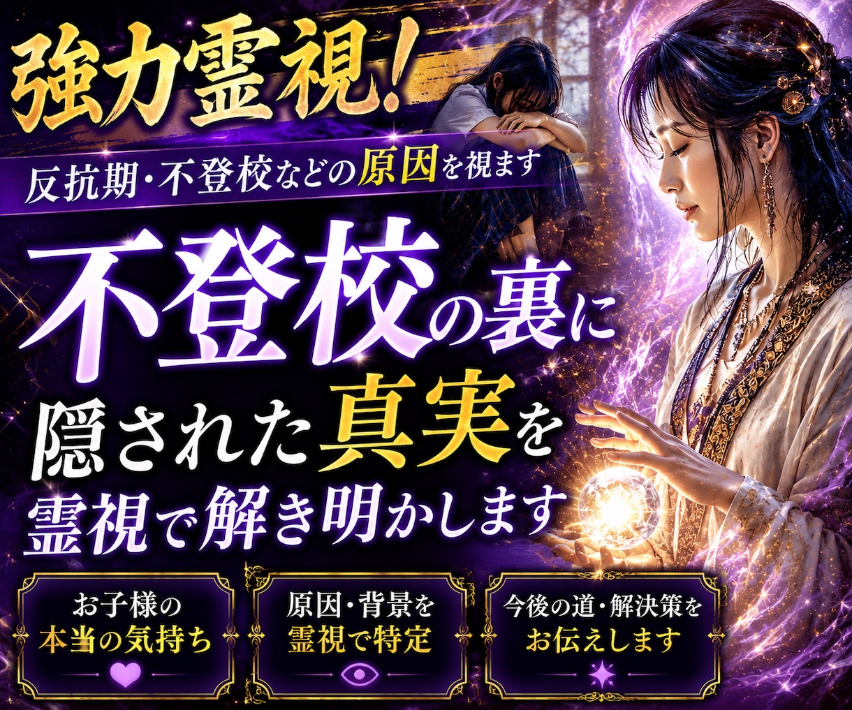 強力霊視！反抗期・不登校などの原因を視ます 不登校の裏に隠された真実を霊視で解き明かします イメージ1