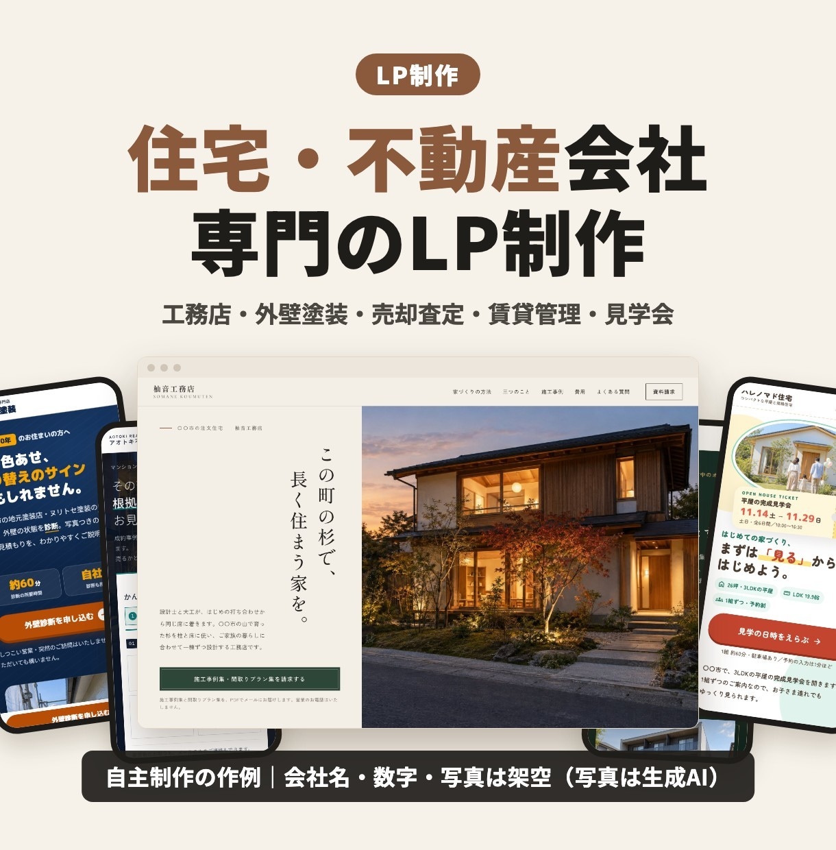 工務店・外壁塗装・不動産の反響用LPを作ります 住宅・不動産専門。原稿から作成、間取り図の清書も頼めます イメージ1