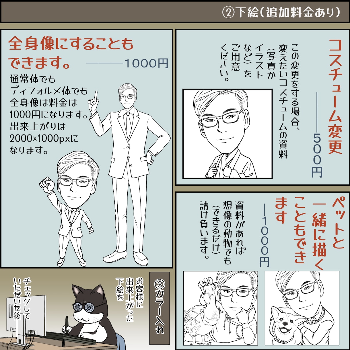 貴方のお顔を漫画・アニメ調の似顔絵を作ります リアルに寄せる・可愛く…など自由自在に注文通りに仕上げます。 イメージ3