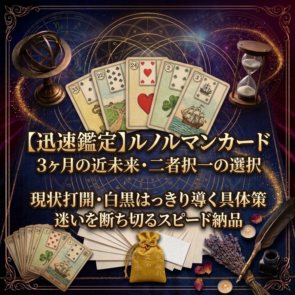 ルノルマンカードで近未来・二者択一の答えを占います 3ヶ月以内の展開・AかBかの選択に、迷いを断ち切ります イメージ1