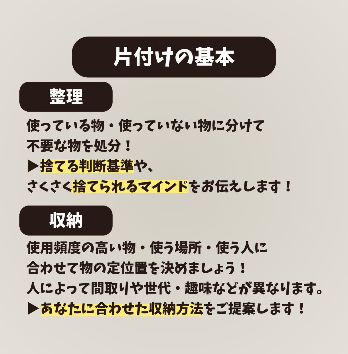 1週間！お片付けサポートお試しいただけます ◆目標設定と現状の認識、片付けの仕組み化、習慣化をサポート！ イメージ4