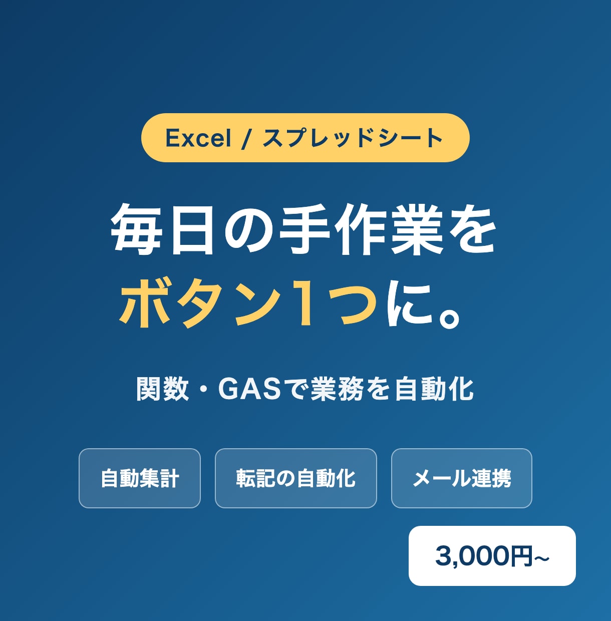 面倒なExcel・スプシ作業を自動化します 関数・GASで毎日の手作業をボタン1つに｜AI活用×人の検品 イメージ1