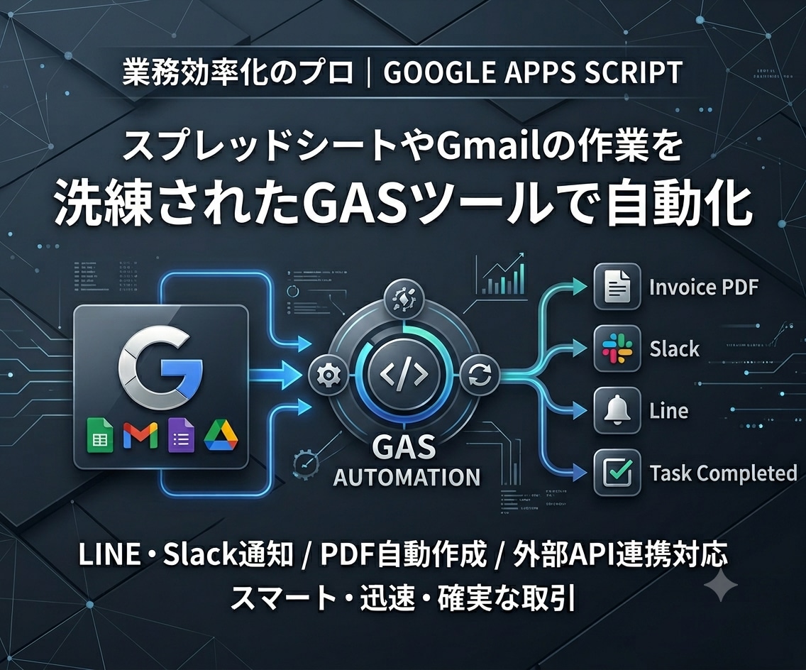面倒な作業を自動化！GASで業務効率化します ​ルーティンから今すぐ解放！あなたの自由な時間を創出します イメージ1