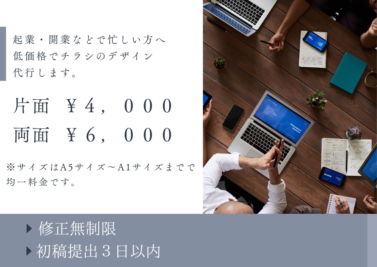 目的に合ったチラシ、ポスターを作成致します 起業、開業などこれから忙しい方へ イメージ1