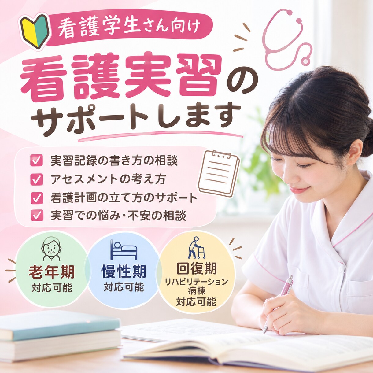 看護学生の実習記録・看護計画をサポートします 実習記録で寝不足…深夜もメッセージOK！ イメージ1