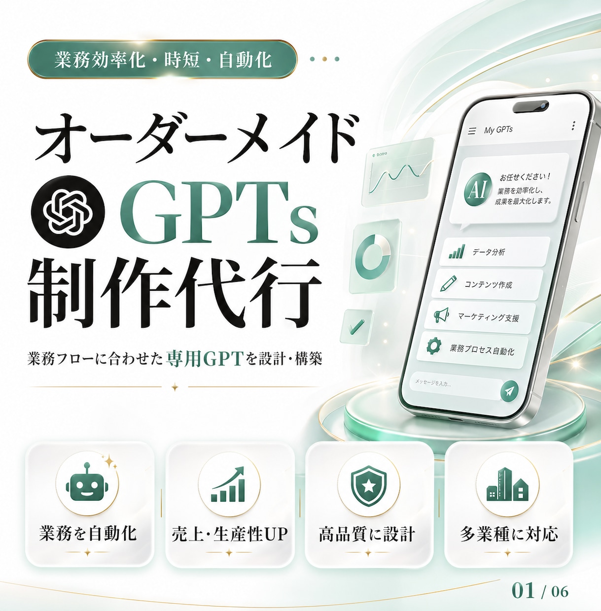 AIで業務効率化！オーダーメイドGPTs制作します ChatGPT｜あなたの業務に最適化したGPTsつくります イメージ1