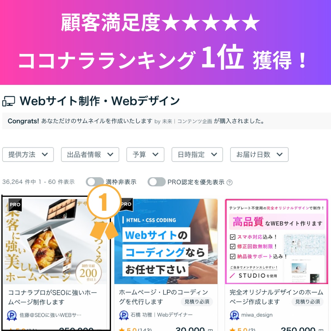 webサイト制作にあたっての問題を解決します ココナラプロが部分的な問題点を解決します イメージ2