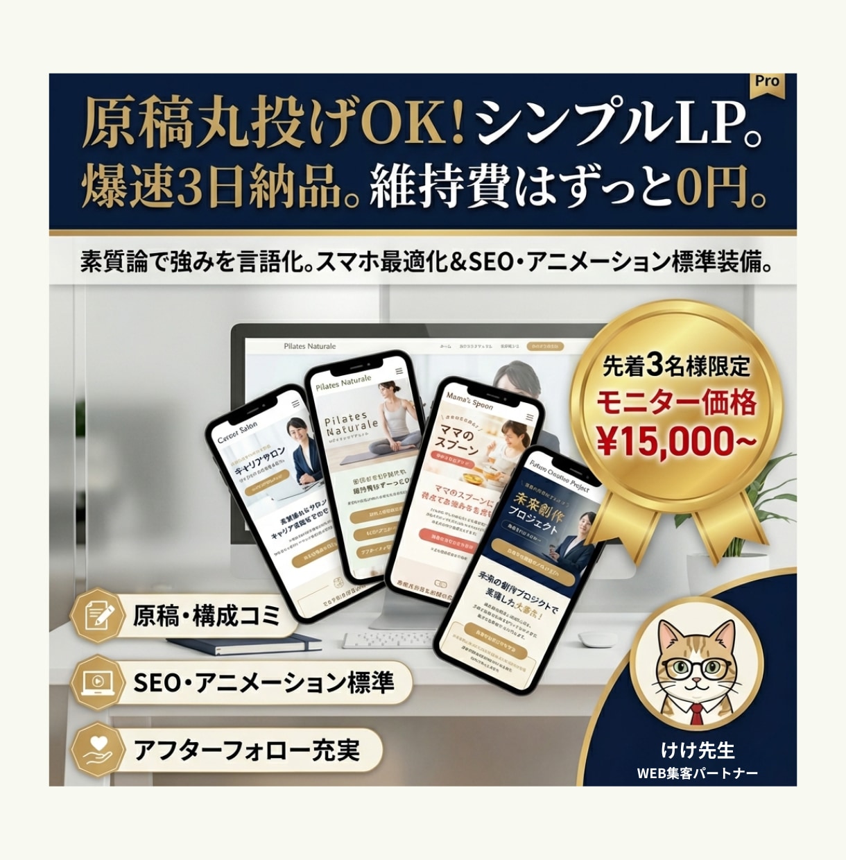 維持費0円・丸投げ◎‼️爆速で売れるLP制作します 【先着3名モニター】素質論で強みを表現❣️文章作成も丸投げ✨ イメージ1
