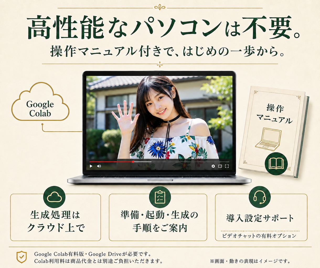 あなたのAI美女を動かす動画生成環境を提供します その一枚に、視線を。しぐさを。あなただけのワンシーンを。 イメージ5