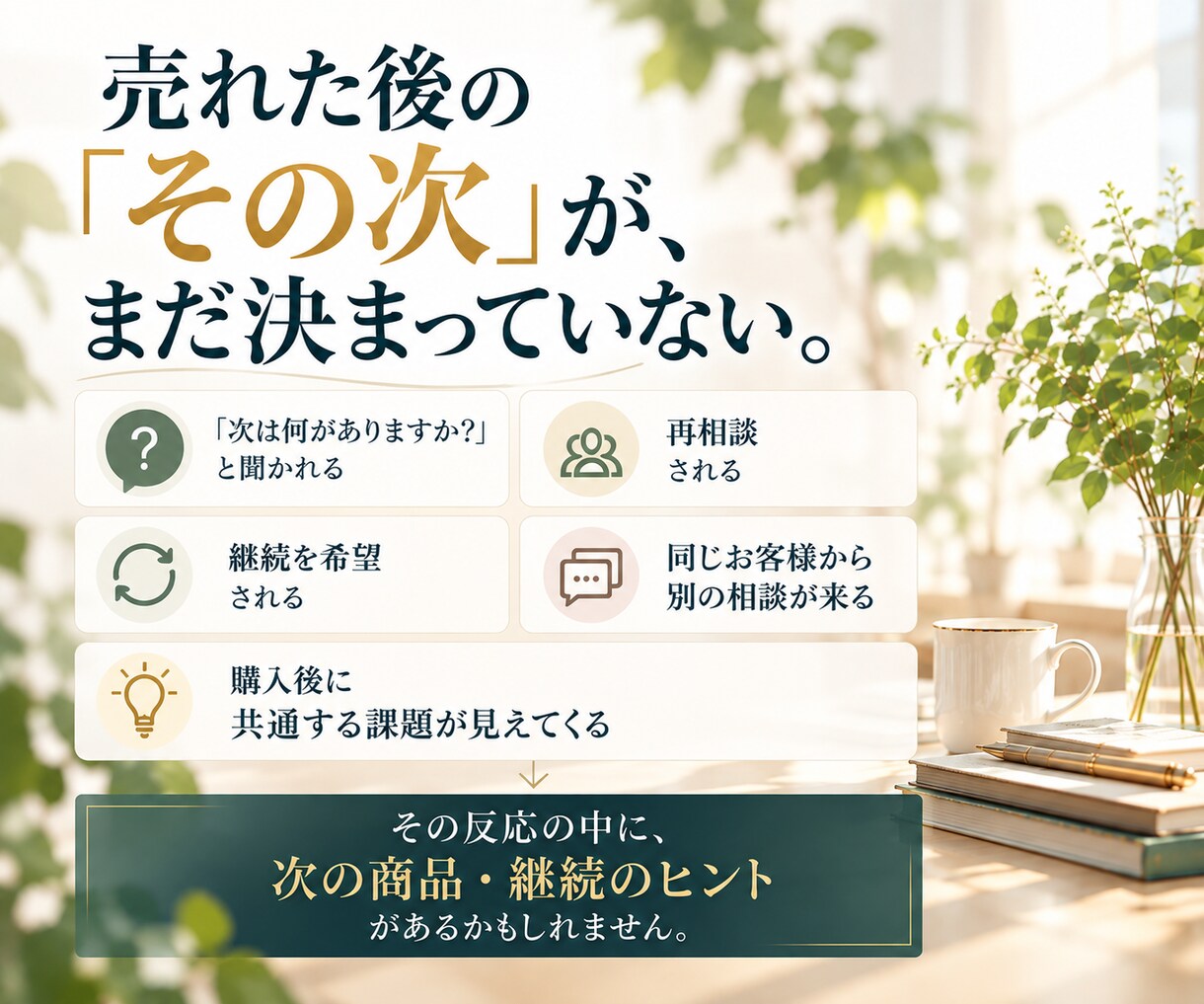 販売実績のある女性起業家の次商品・継続を設計します 今のお客様の「その次」を、実際の顧客反応から設計 イメージ2