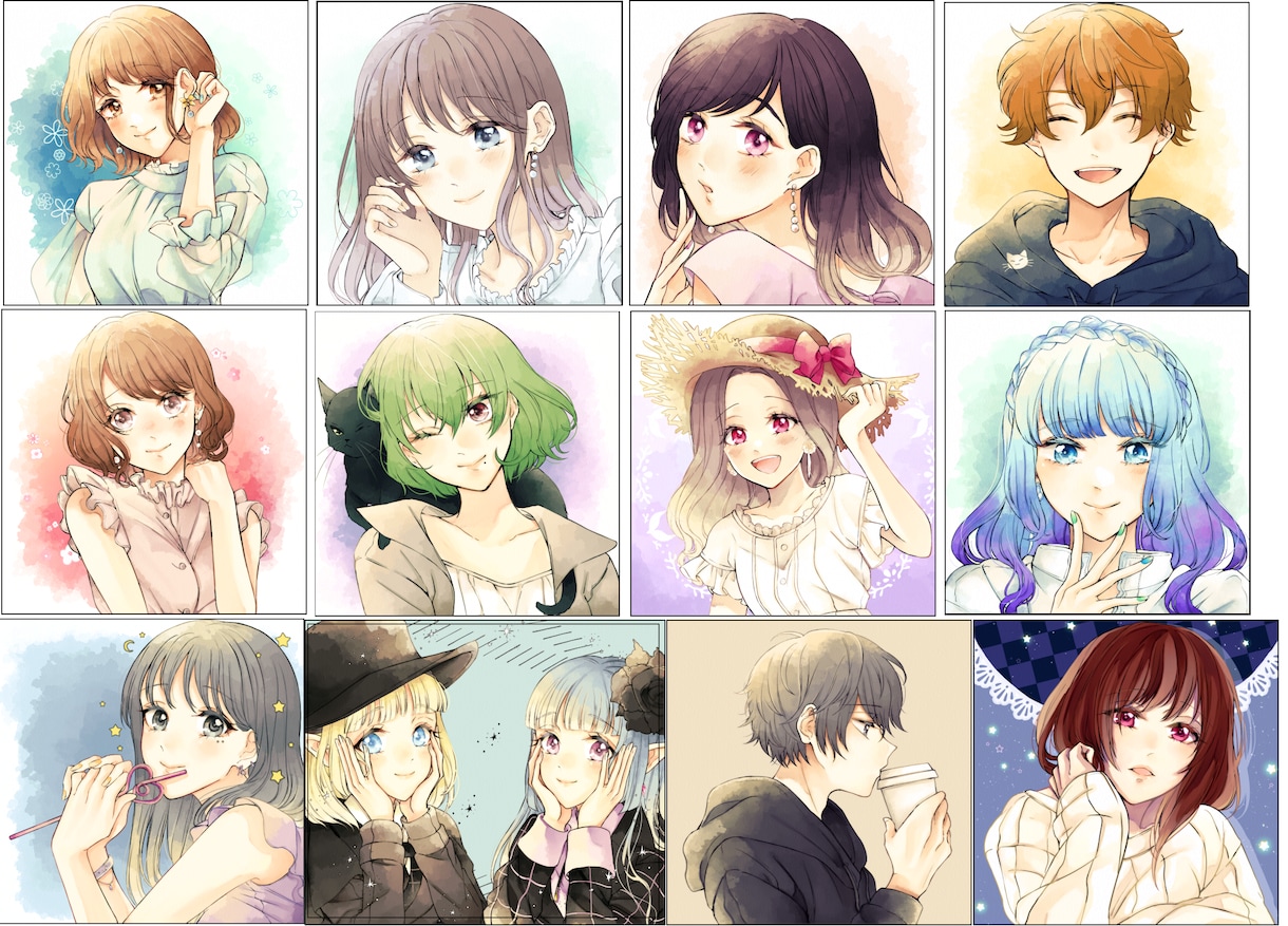 アイコン、ヘッダー、イラスト描かせていただきます 水彩風の柔らかなイラストをお届けいたします イメージ6