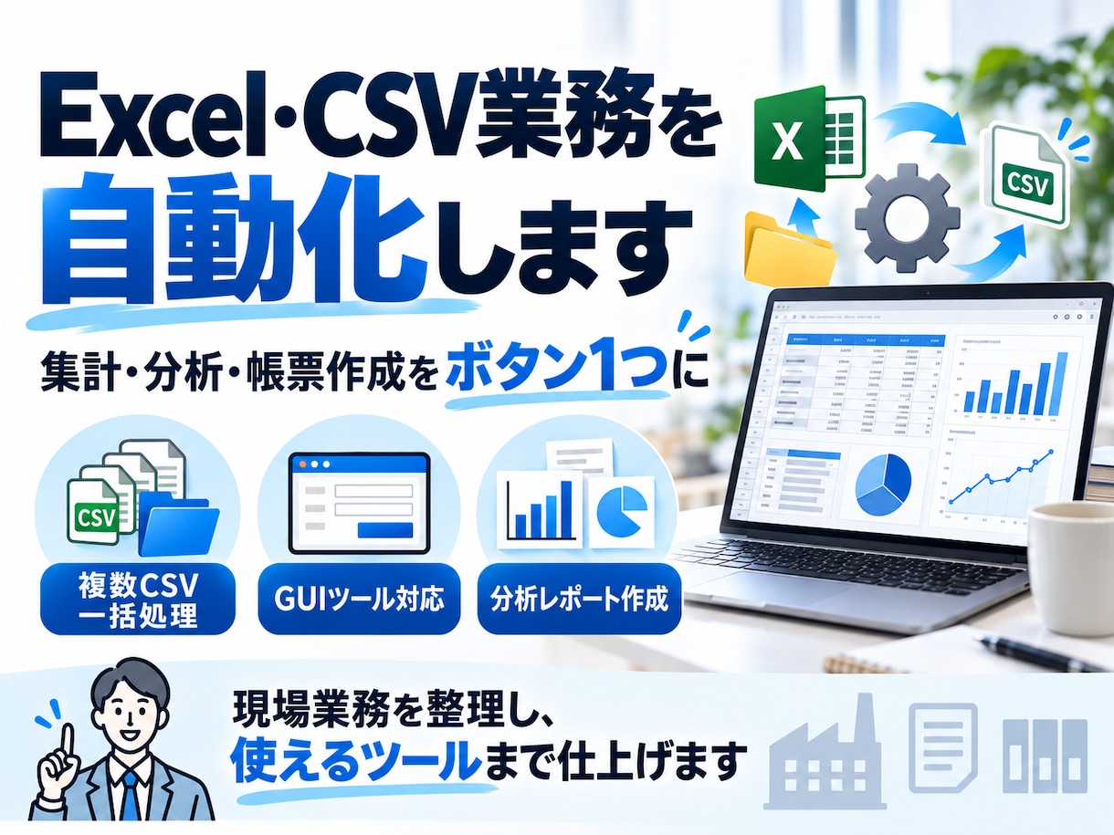 Excel・CSVの定型業務を自動化します 現場業務を整理し、使えるツールまで仕上げます イメージ1