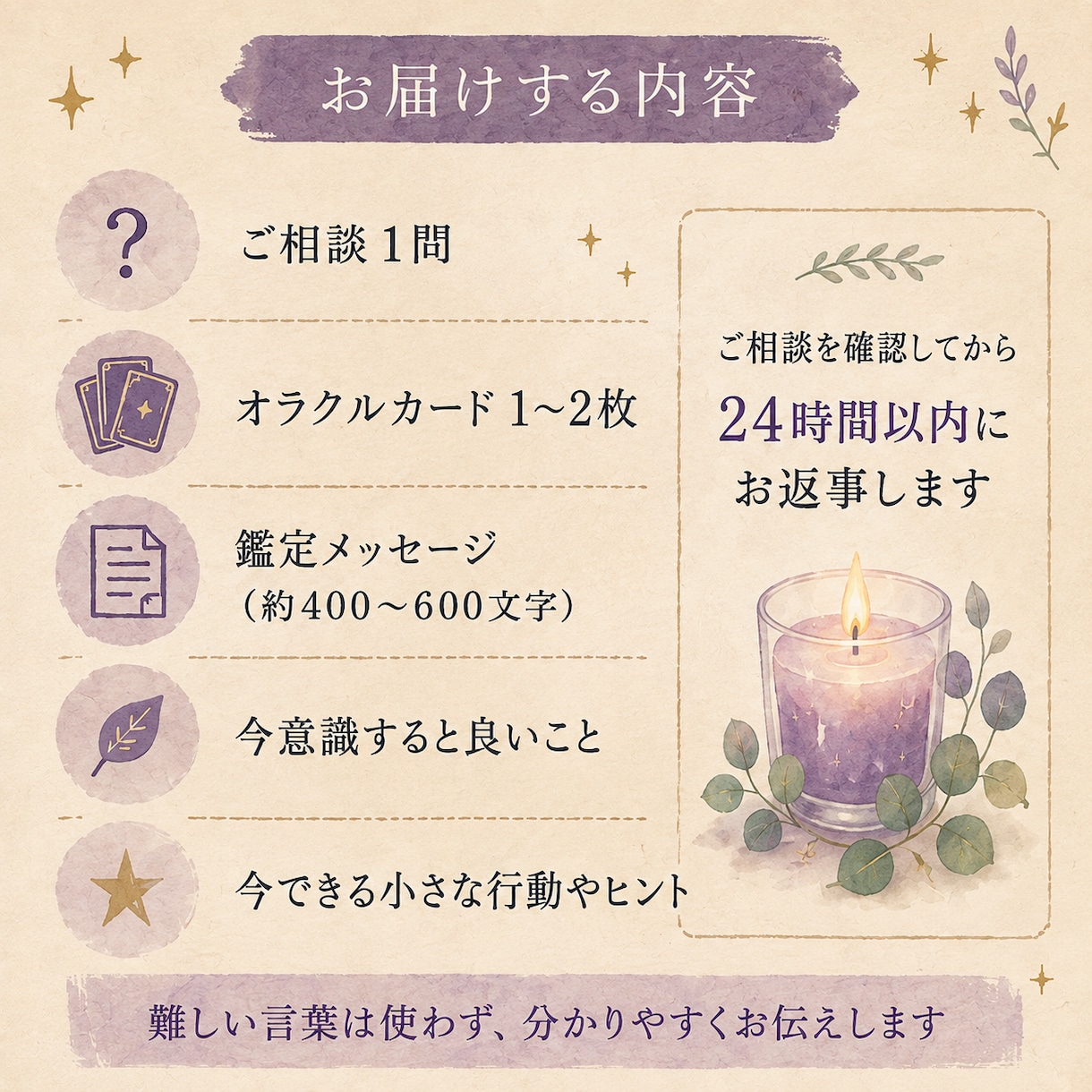 今すぐ聞きたいモヤモヤ。24時間以内にお返事します オラクルカードで今必要なヒントをやさしくお届け イメージ3