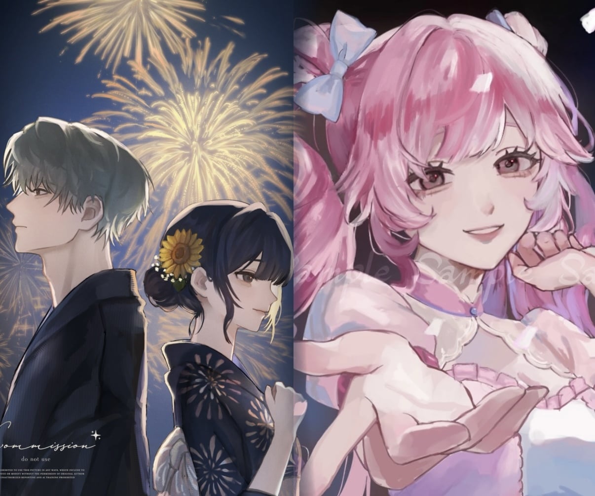 商用/短納期◎厚塗り1枚絵描きます 男女問わず◎キービジュ/グッズ/パネル開け/配信/歌みた イメージ4