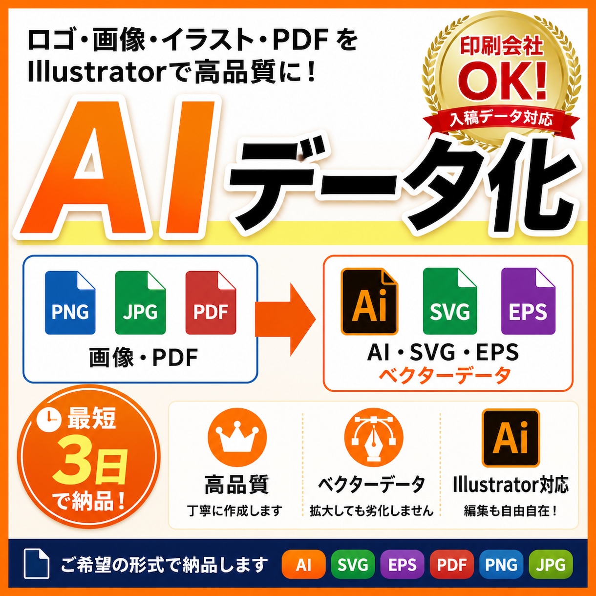 画像PDFをIllustratorでデータ化します ロゴ・画像をIllustratorでAIデータ化します イメージ1