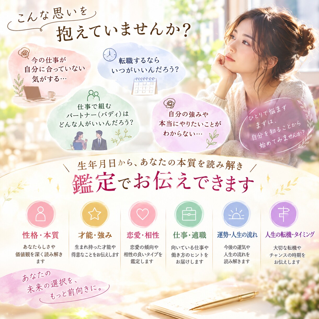 0学であなたの本質や才能を鑑定します 生年月日から鑑定。仕事や家族との関係も深掘り可能。 イメージ2