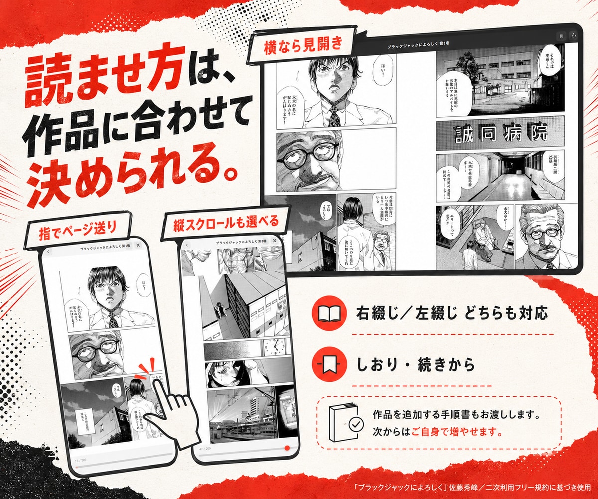 あなたのサイトに漫画ビューアを設置します 右綴じ・見開き・スマホ対応。自分のサイトで読ませる イメージ2