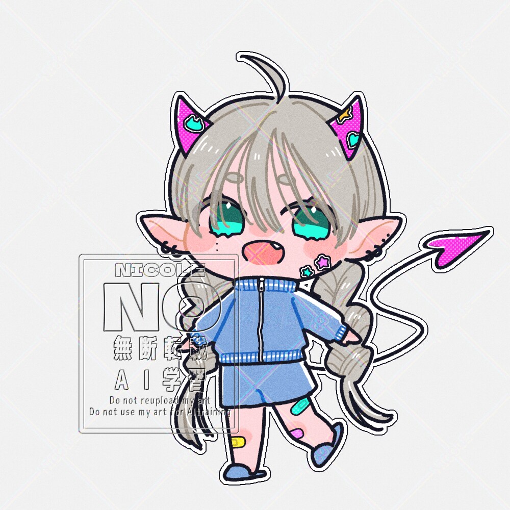 完成品⭐︎立ち絵⭐︎デフォルメ⭐︎販売します 背景は単色塗りと透過の2種ご用意します イメージ1