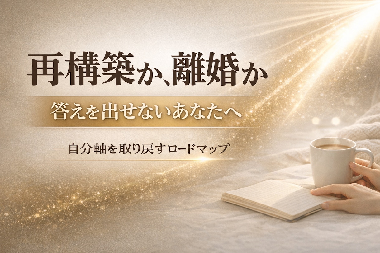 夫の不倫→自分軸を取り戻すためのステップ教えます 「再構築か離婚か答えを出せないあなたへ」 振り回されない方法 イメージ1