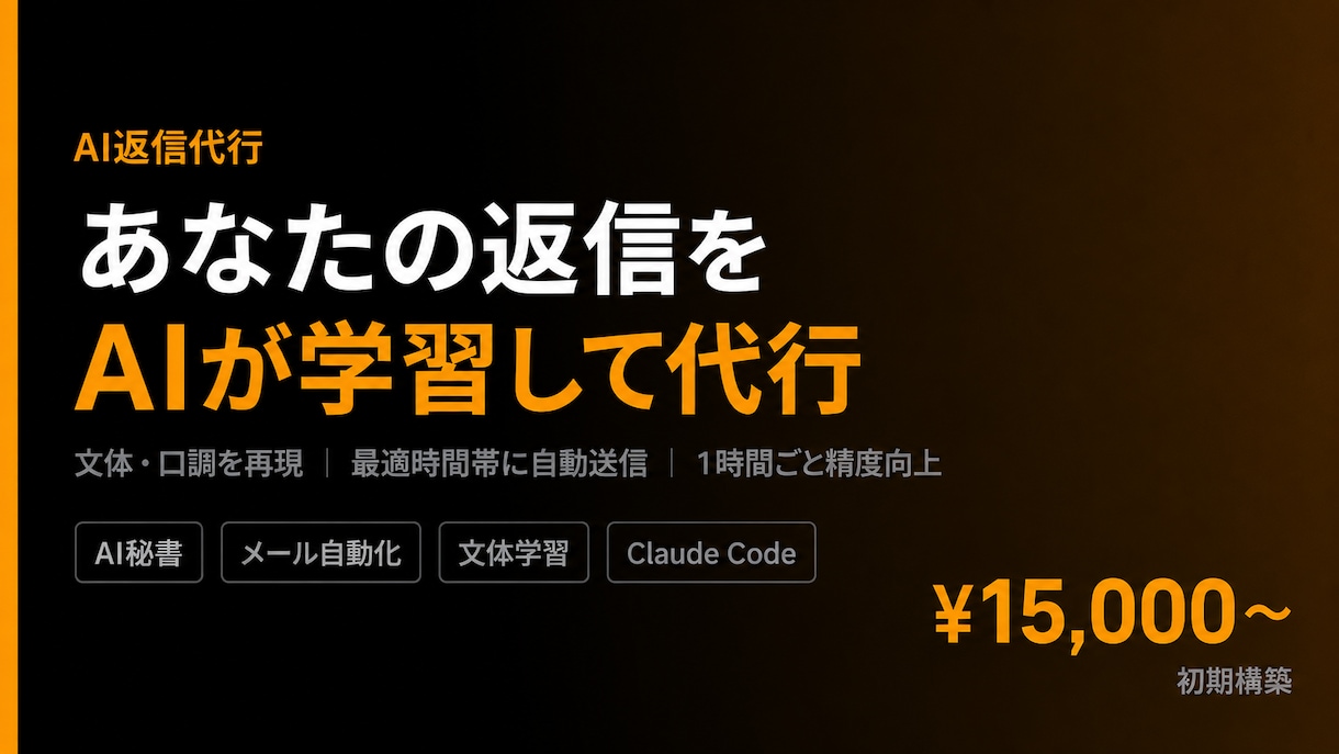 あなたの返信をAIが学習して人間っぽく代行します 文体再現・最適時間帯送信・1時間ごと精度向上 イメージ1