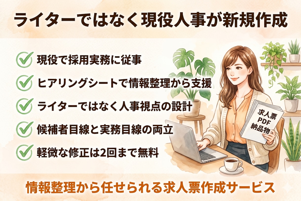 現役人事が求人票をゼロから新規作成します ヒアリングから候補者に刺さる求人票を新規作成します イメージ3