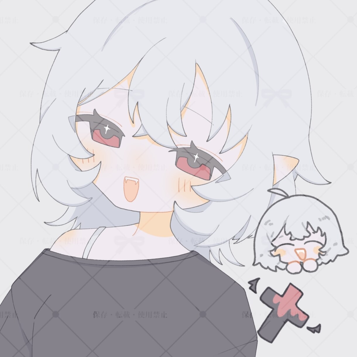 詰め込みイラスト描きます 胸上等身とゆる〜いミニキャラとモチーフ イメージ1