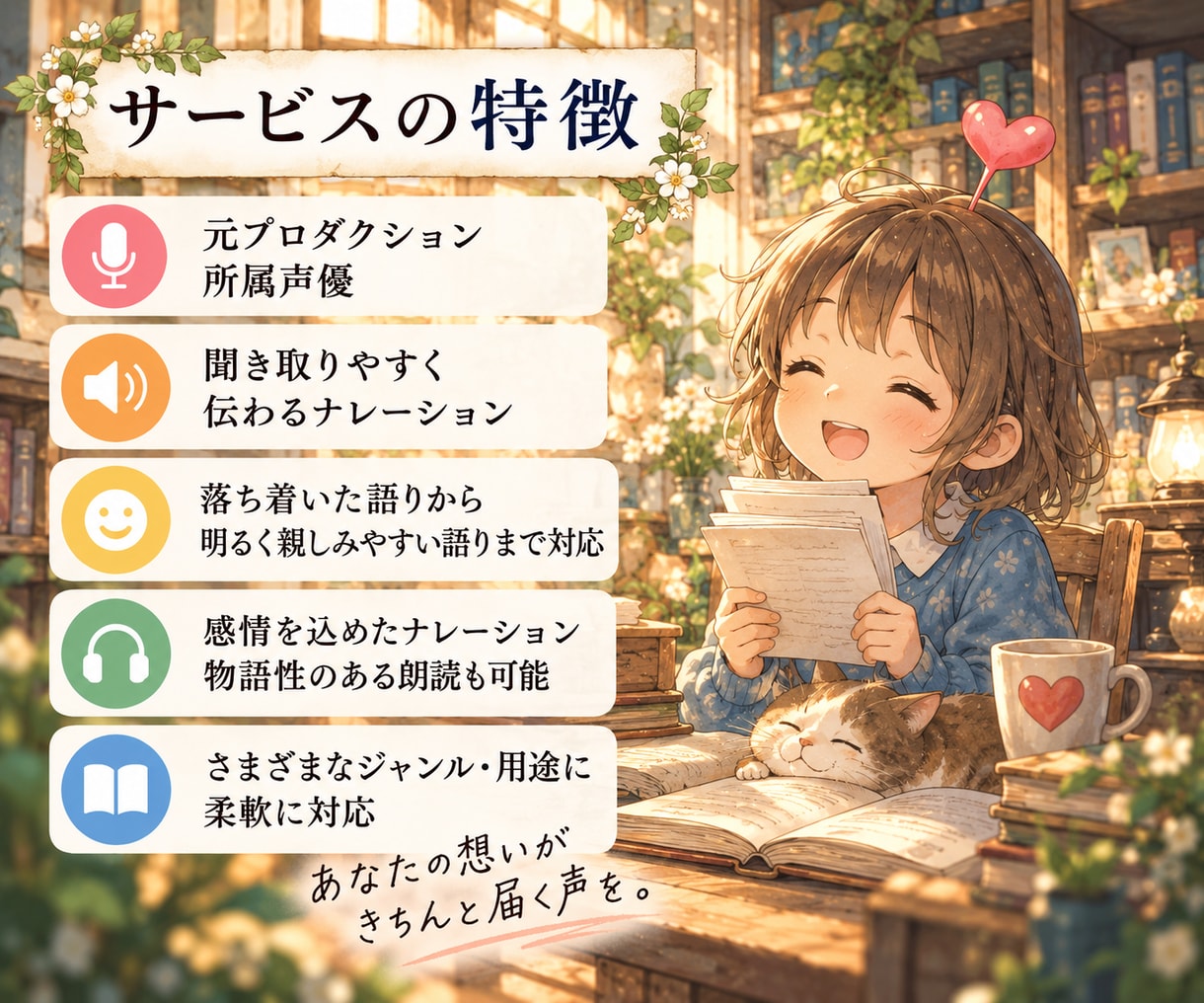 元プロ声優がナレーションを心を込めてお届けします YouTube・企業動画・CMなど伝えたい想いを声に乗せます イメージ5