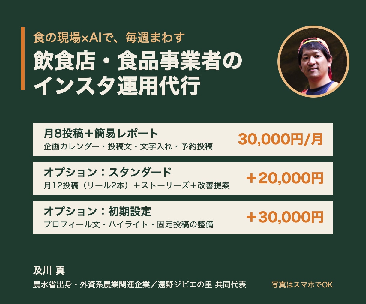 飲食店のインスタ運用を月次レポートまで代行します 食の現場×AIで毎週まわす。写真はスマホでOK イメージ1