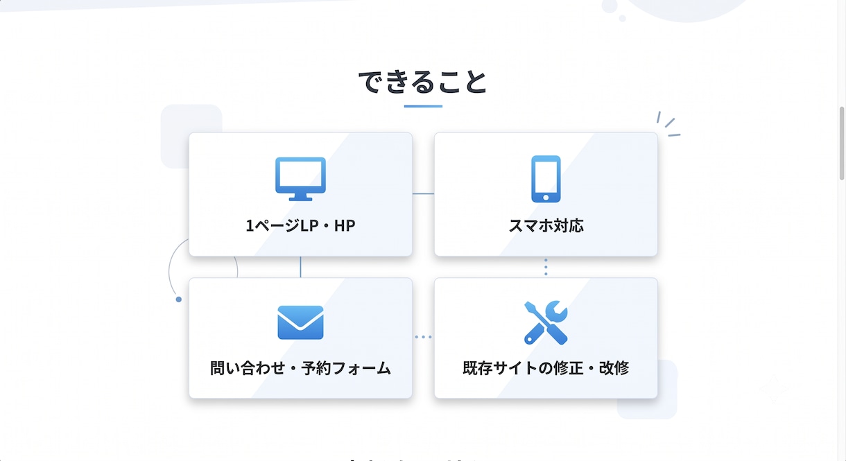 ホームページ・LPを予算に合わせて作ります 「名刺代わりのサイトが欲しい」を最短で。相談・見積り無料 イメージ3