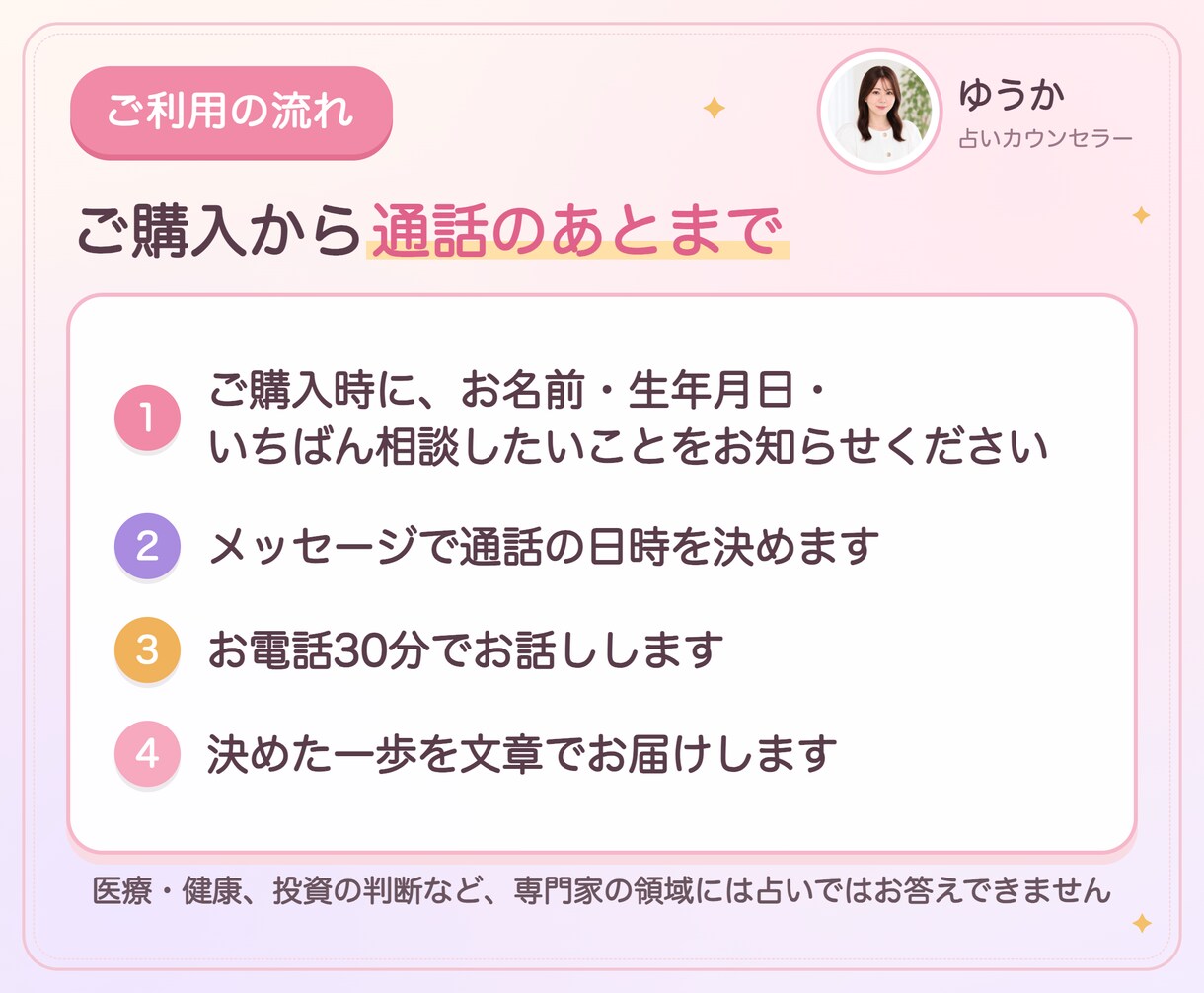 占い×コーチング｜お電話30分で次の一歩を決めます 声だけでOK。キャンサータロットで読み、行動まで決めます イメージ10
