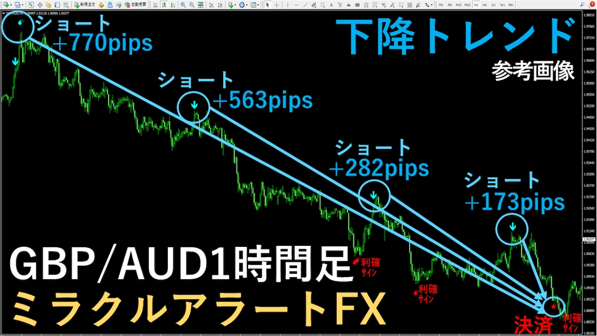 専業がガッツリ狙う無裁量プロ専用ツール提供します １時間足スイング手法とデイトレードの鉄板スキル相場観を習得へ イメージ6