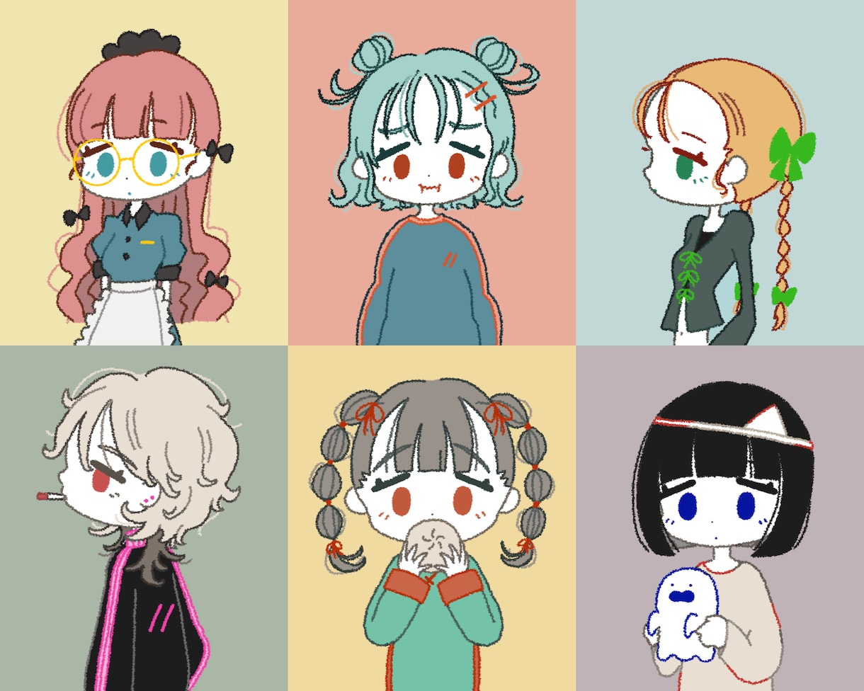 ゆるくてポップ、個性的なイラストを作成します 商用利用可◎SNSアイコンなどに◎ イメージ1