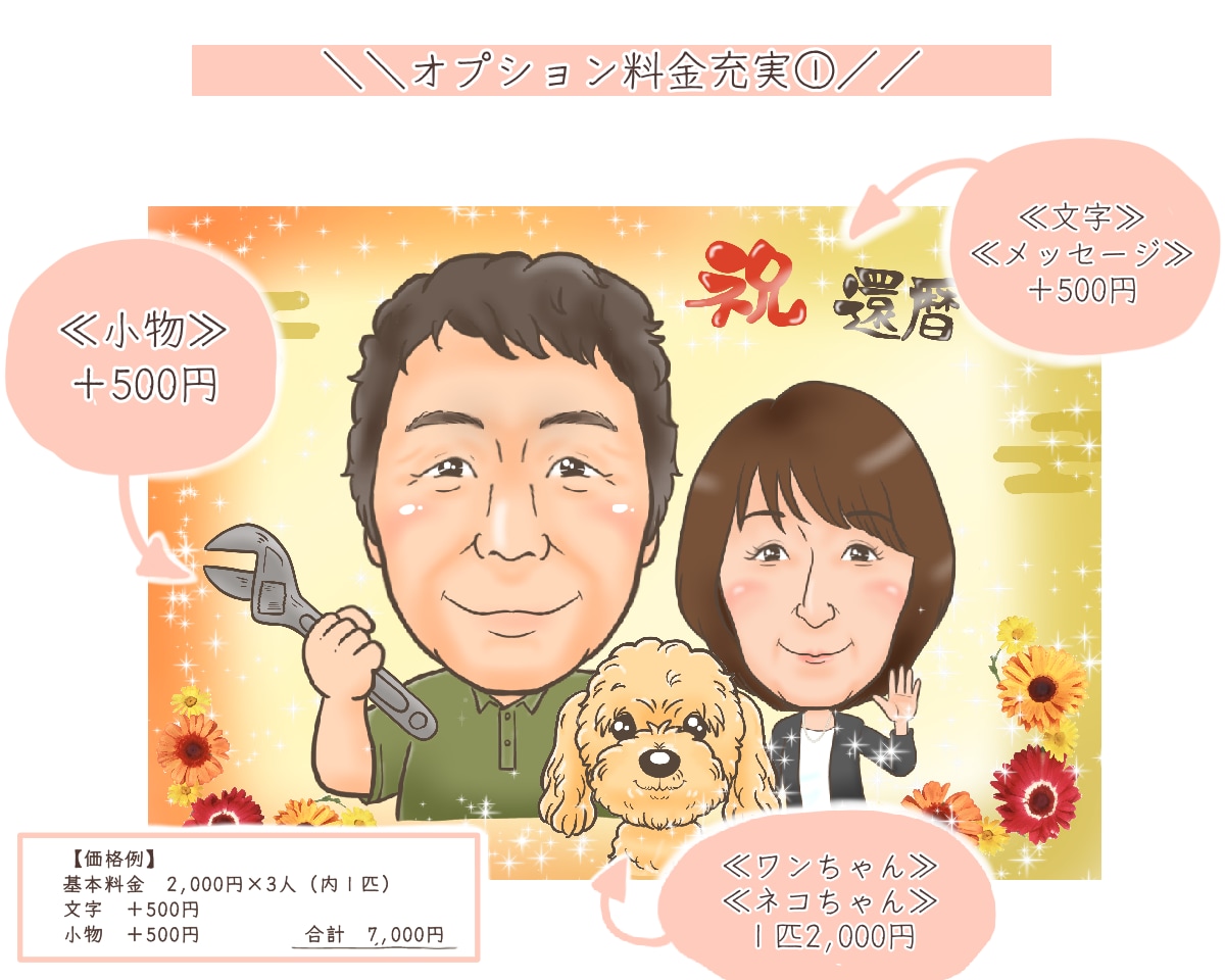 40代50代のかっこいい雰囲気と魅力を詰め込みます 真面目なお写真から→男女ともに笑顔溢れる元気な似顔絵に！！ イメージ3