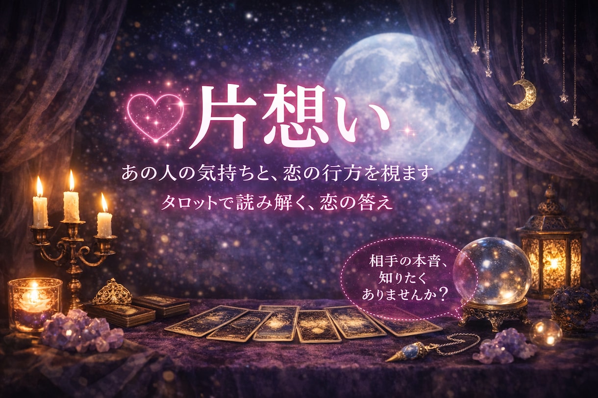 片思い・相手の気持ち│恋の行方をタロットで占います ｢恋に揺れる夜、あの人の本音をそっと読み解きます｣ イメージ1