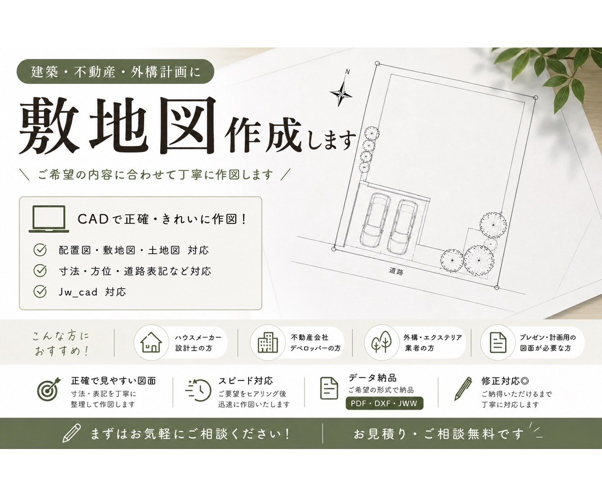 敷地図を作成します 紙情報からデータ化のお手伝いします イメージ1