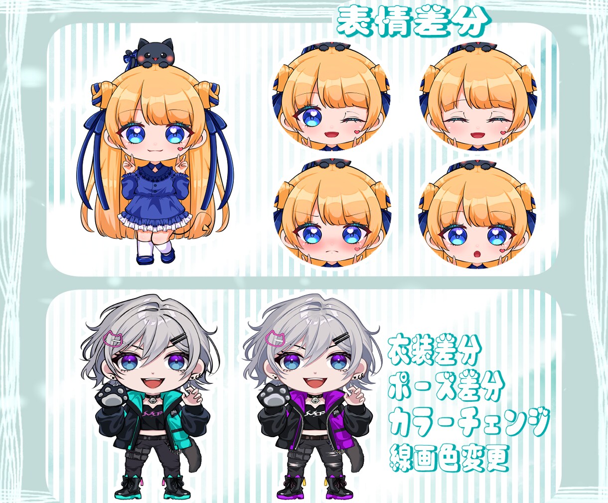 残り4名セール！商用利用できるミニキャラ描きます 基本料金でSNSや配信に使用可！オプションでグッズや販売も！ イメージ3