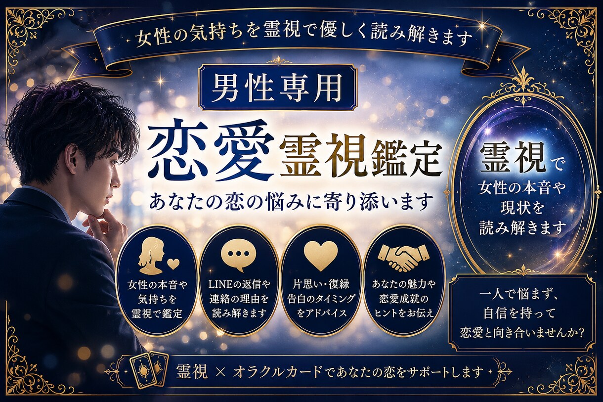 男性専用 霊視恋愛鑑定します 女性の気持ちを霊視で優しく読み解きます イメージ2