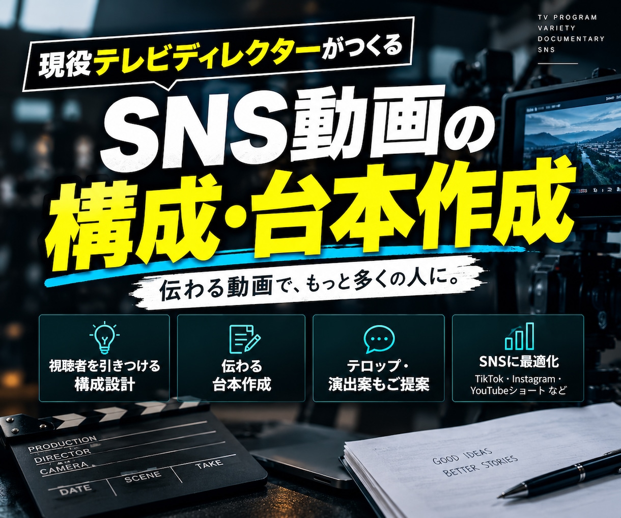 SNS動画の構成・台本作ります 現役テレビDが伝わる動画設計をします イメージ1