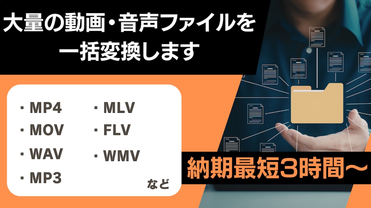 高品質！動画・音声ファイルを一括変換・軽量化します 制作会社勤務のプロが正確にデータ変換します イメージ1