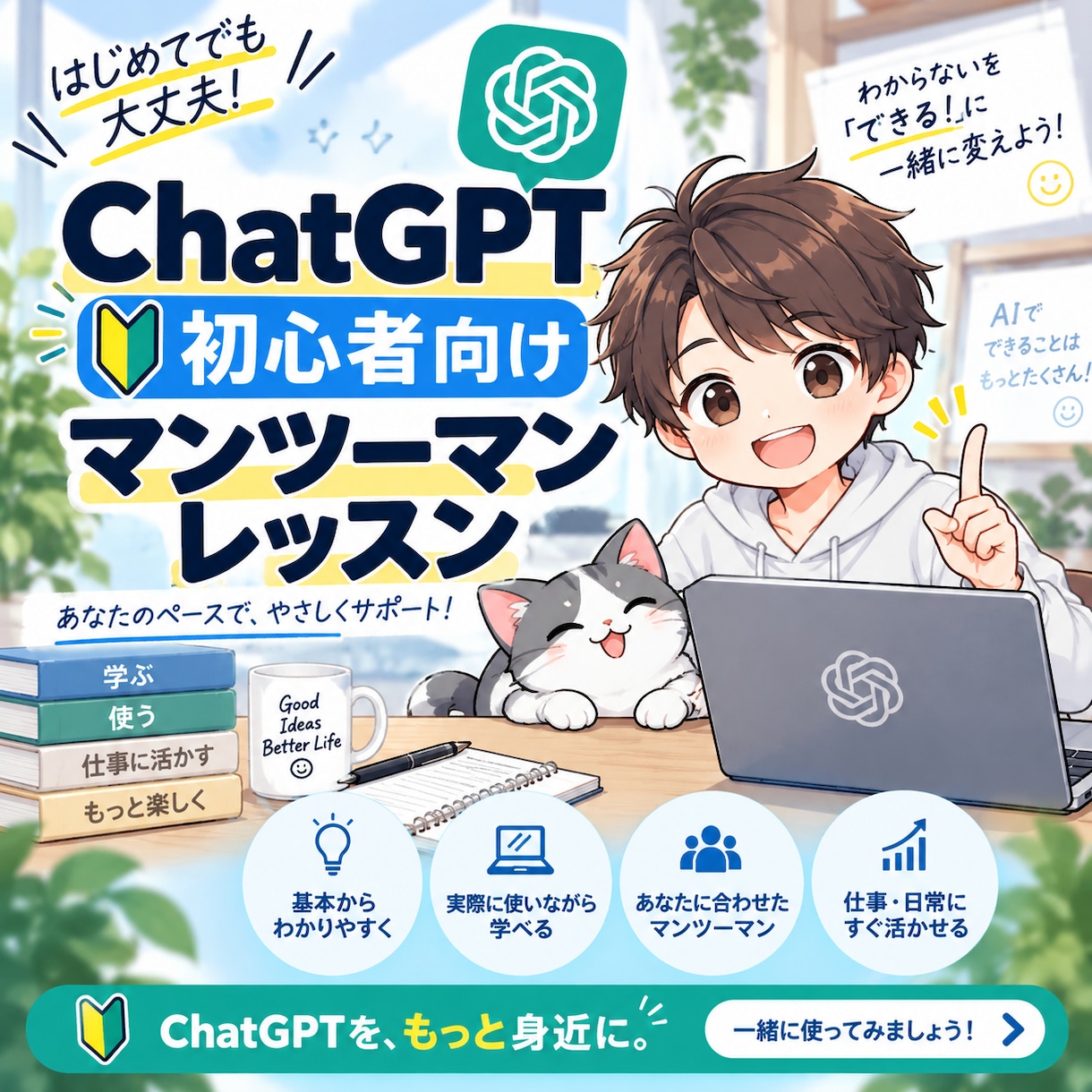 初心者向けChatGPTレッスンをします 教員経験を活かしてマンツーマンで優しく教えます イメージ1