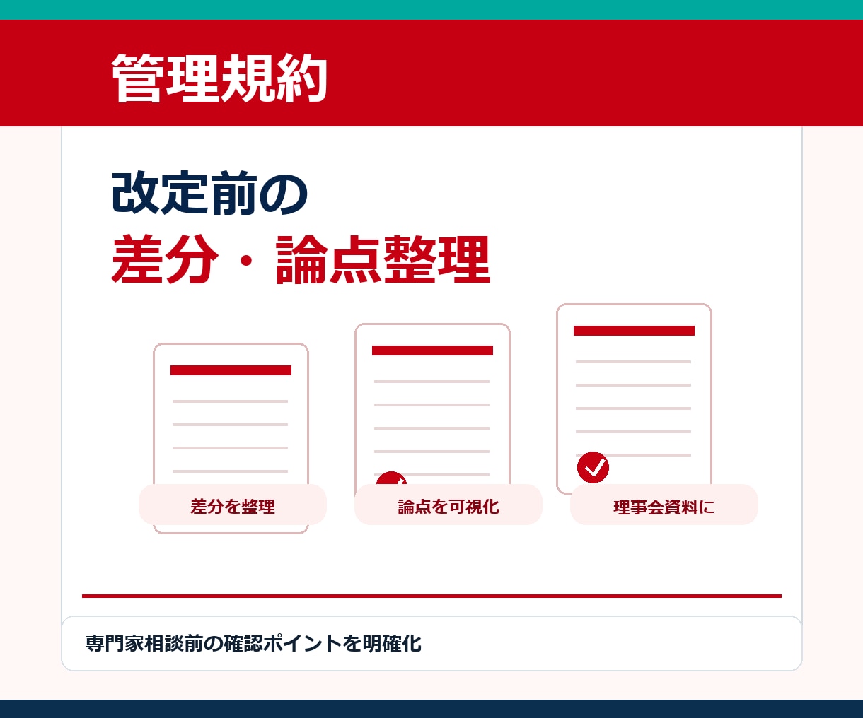 マンション管理規約の改定前に差分と論点を整理します 専門家相談前の確認ポイントを整理します イメージ1