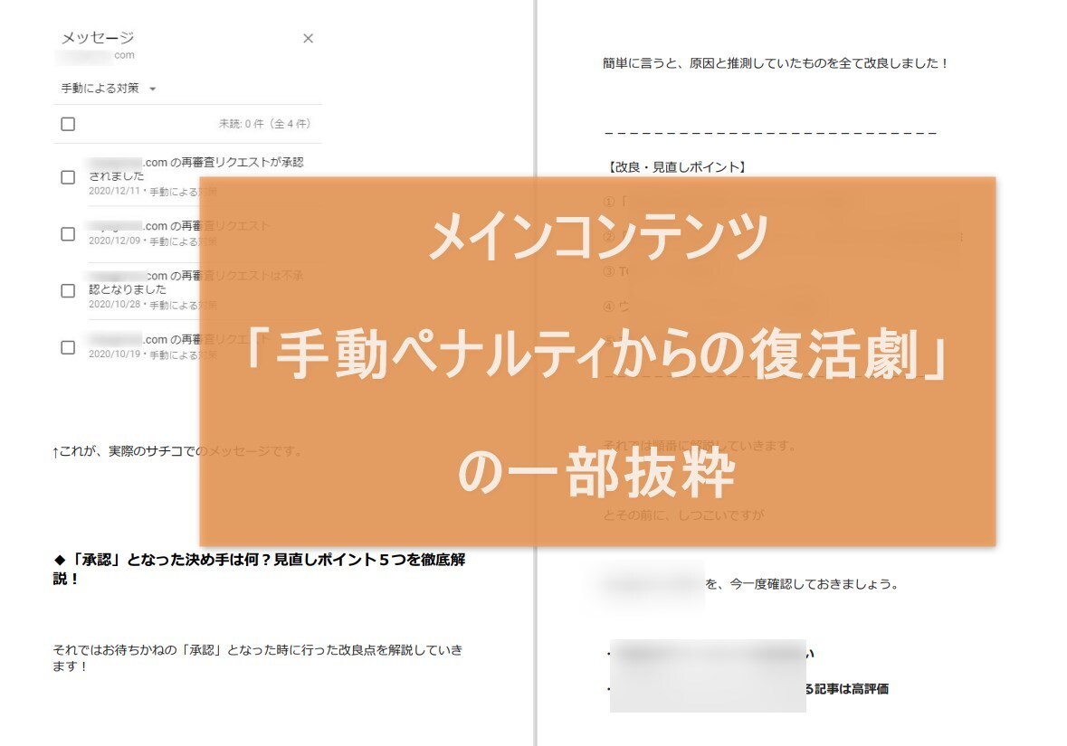 グーグル手動ペナルティ2ヶ月で解除した方法教えます サーチコンソールのペナルティ・アプデでアクセス激減した方へ イメージ2
