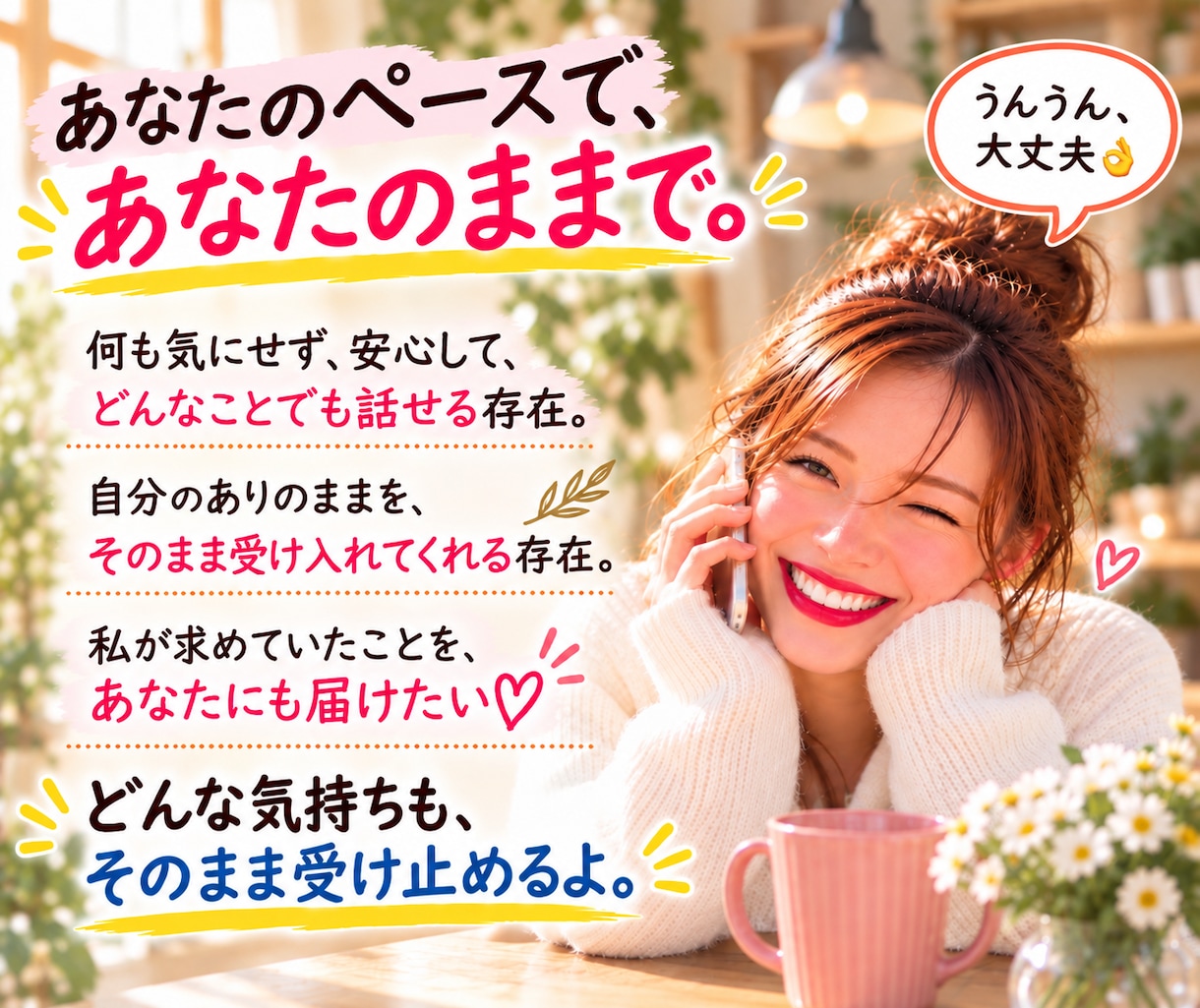 本音で話せるあなただけの女友達【心の友】になります あれ、地元の友達だっけ？「ちょっと聞いて～」が言いやすい場所 イメージ5