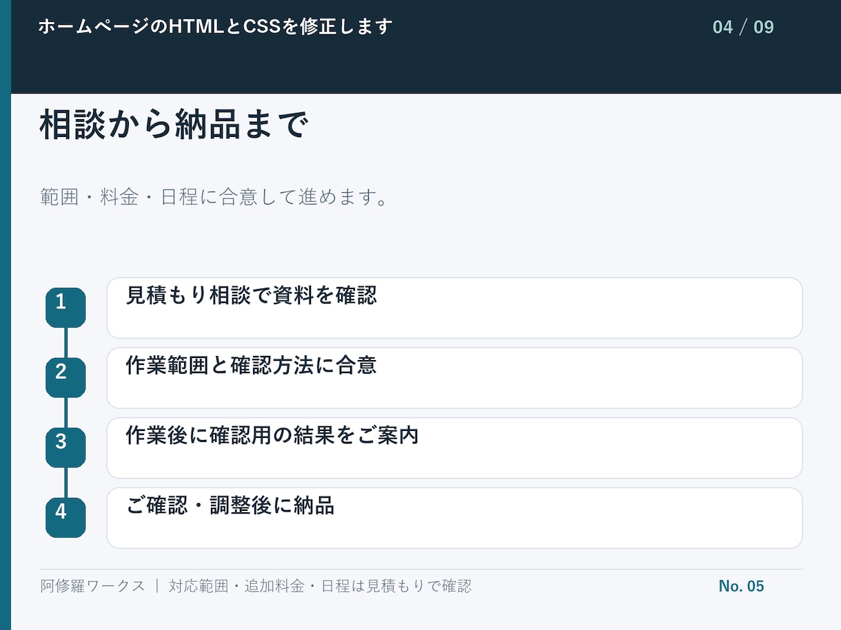 ホームページのHTMLとCSSを修正します 静的サイトの見た目を3か所まで調整 イメージ5
